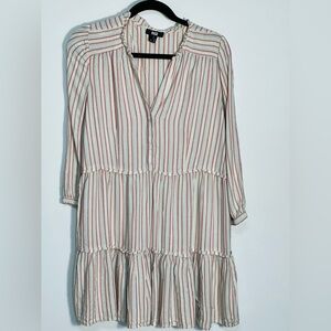 Paige Dress Womens Medium Kylenn Tiered Multi Stripe Cream Boho Flowy Oversized